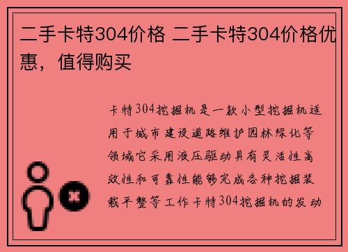 二手卡特304价格 二手卡特304价格优惠，值得购买